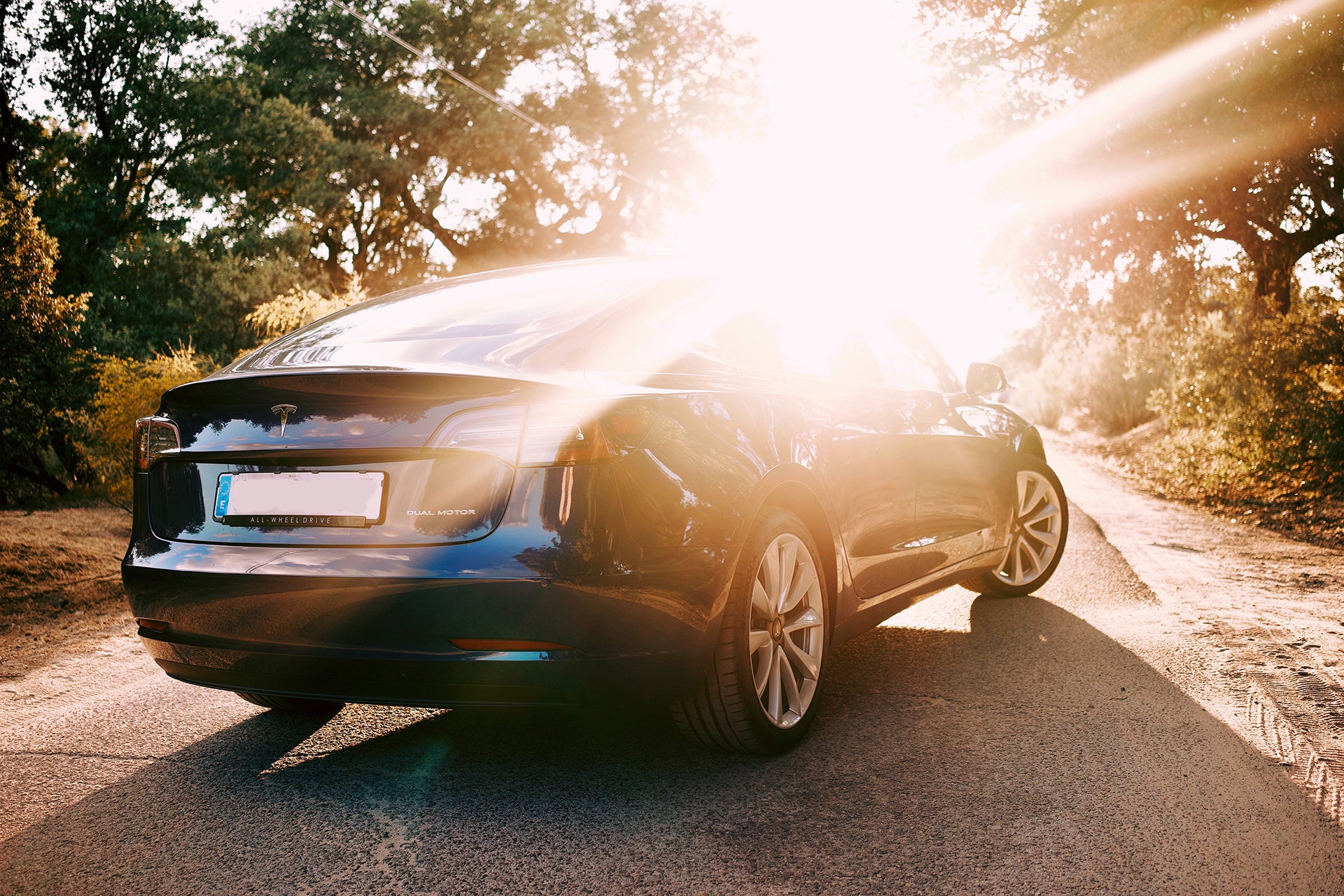 electric vehicle at sunset